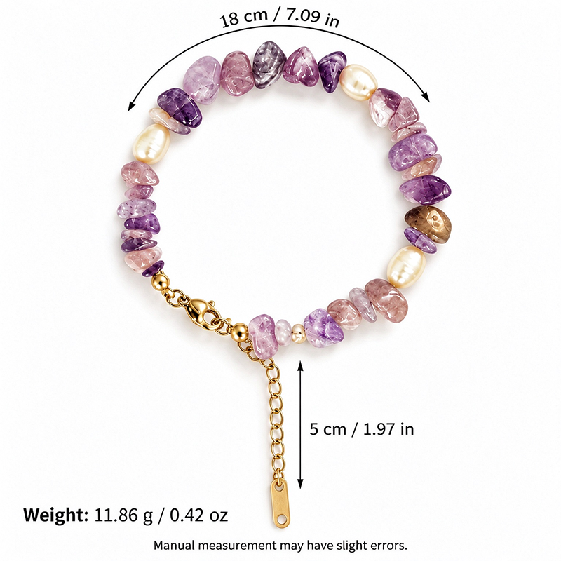 Amethyst Freshwater Pearl Chip Bead Bracelet
