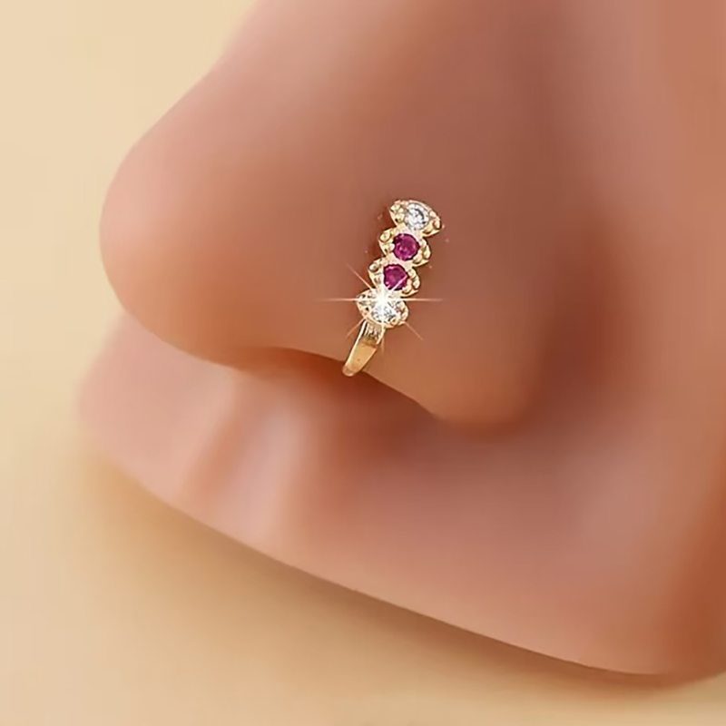 Vintage Multi Gem Curved Nose Ring