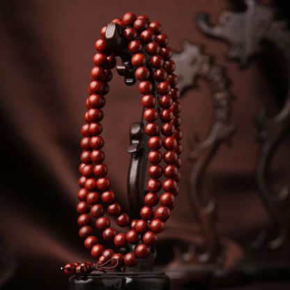 Tibetan Small Leaf Red Sandalwood 108 Mala Beads Bracelet