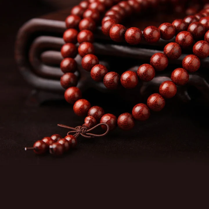 Tibetan Small Leaf Red Sandalwood 108 Mala Beads Bracelet