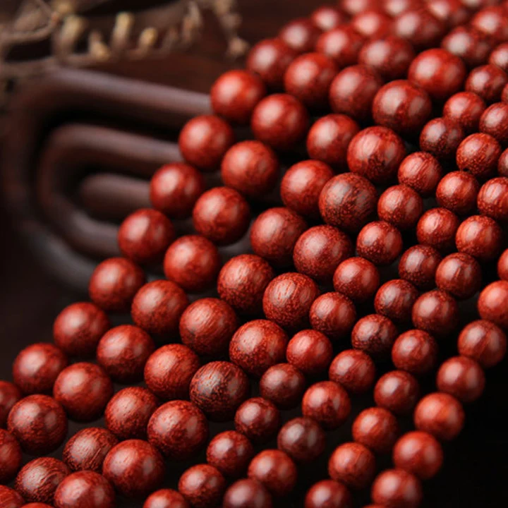 Tibetan Small Leaf Red Sandalwood 108 Mala Beads Bracelet