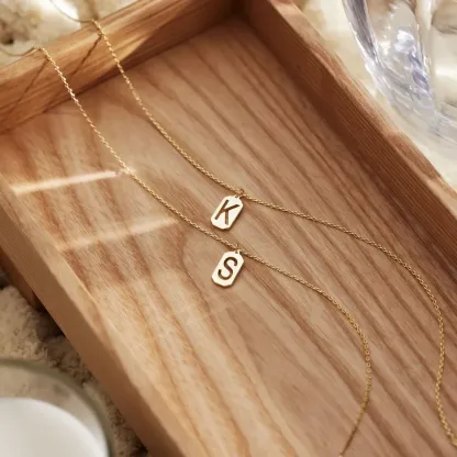 Dainty Initial Tag Necklace, Custom Letter Necklace