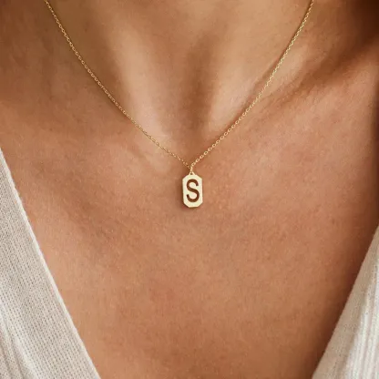 Dainty Initial Tag Necklace, Custom Letter Necklace
