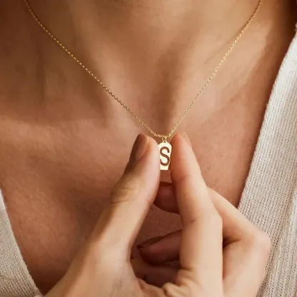Dainty Initial Tag Necklace, Custom Letter Necklace