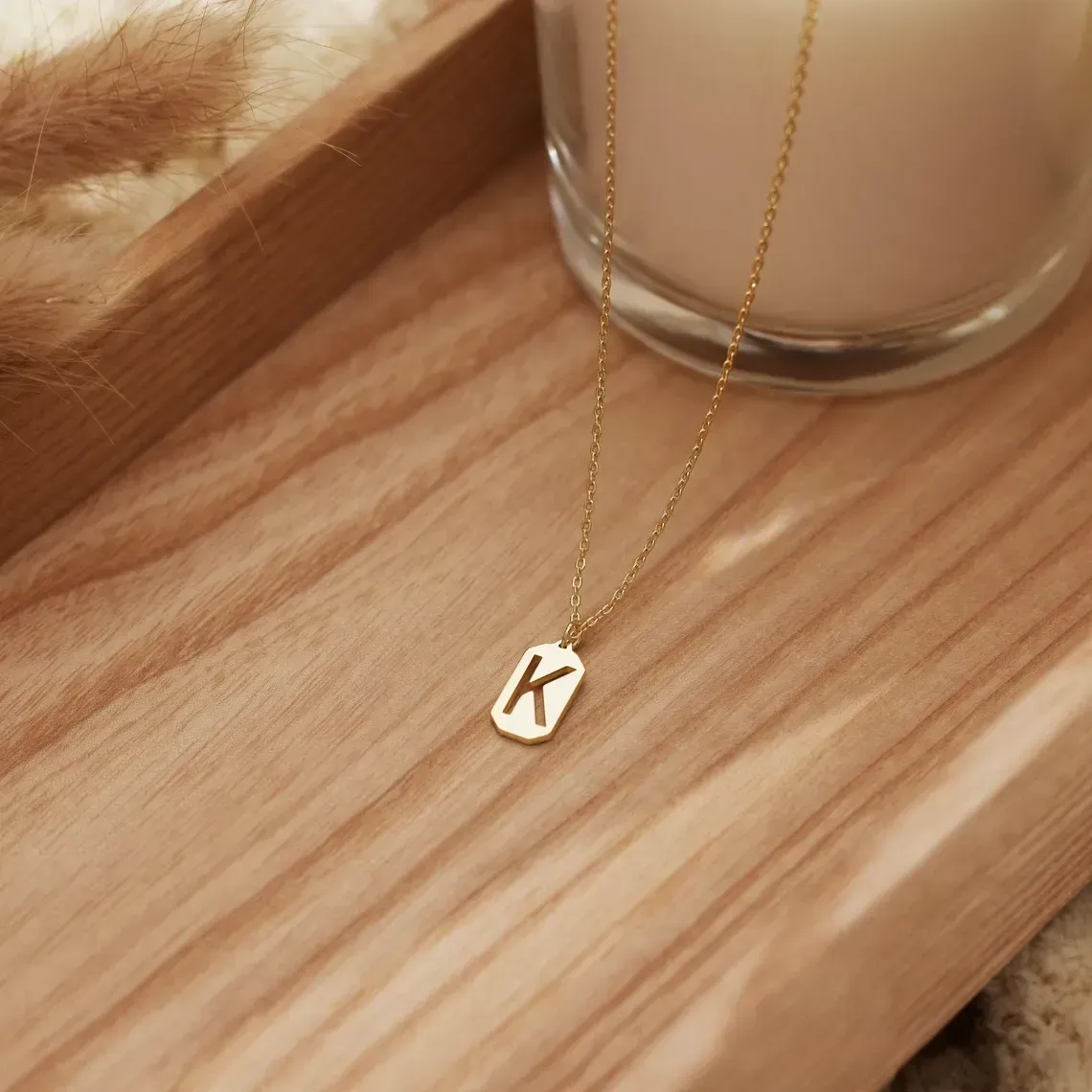 Dainty Initial Tag Necklace, Custom Letter Necklace