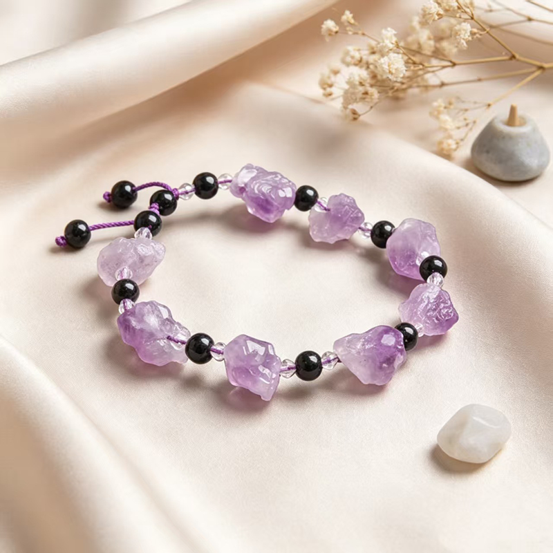 Boho Raw Amethyst Calm Bracelet