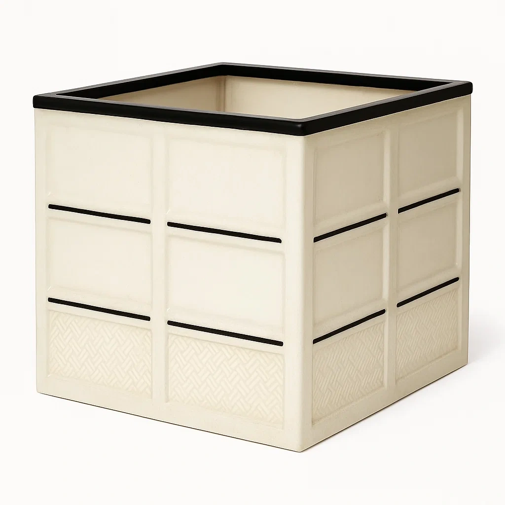 Fioriera da esterno in plastica beige quadrata 35x35x36 cm