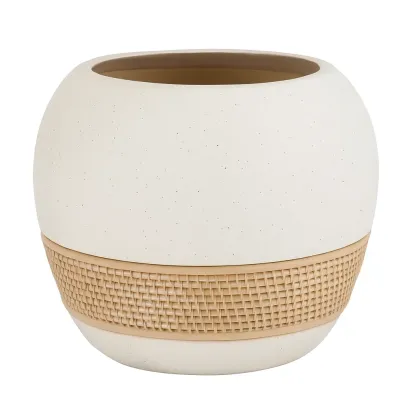 Fioriera da esterno in ceramica bianco e beige diametro 30 cm