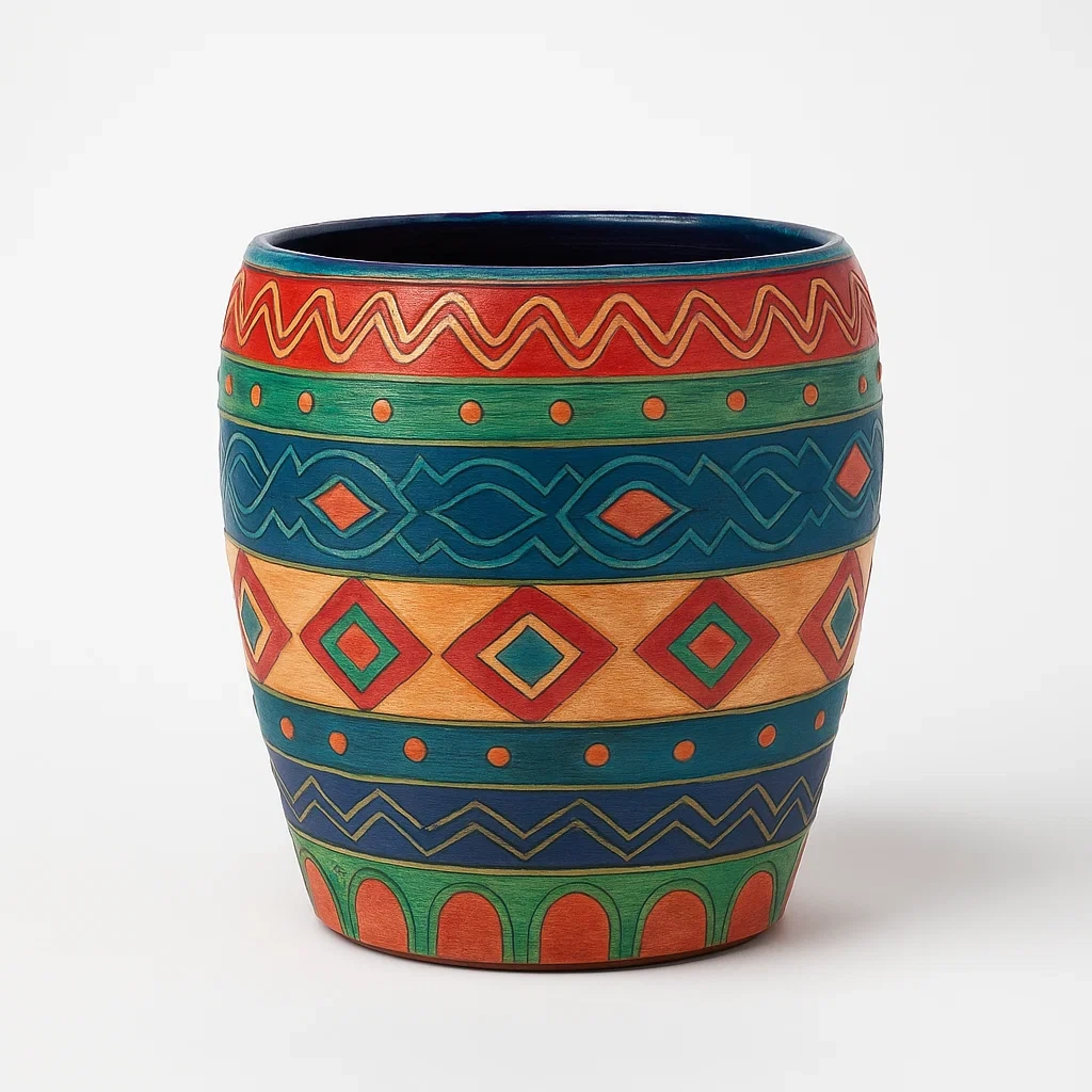 Fioriera da esterno in terracotta multicolore diametro 25 cm altezza 30 cm