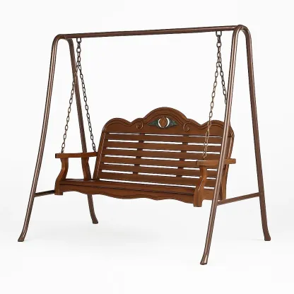 Altalena da veranda in legno e metallo marrone con catene