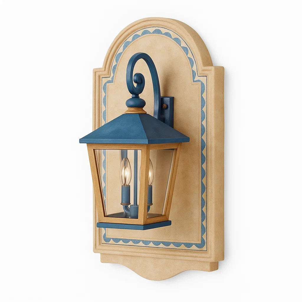 Applique da parete per esterni in metallo verniciato e vetro borosilicato con doppio portalampada