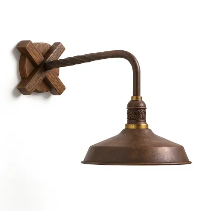 Applique da parete per esterni in metallo e legno marrone 45 cm