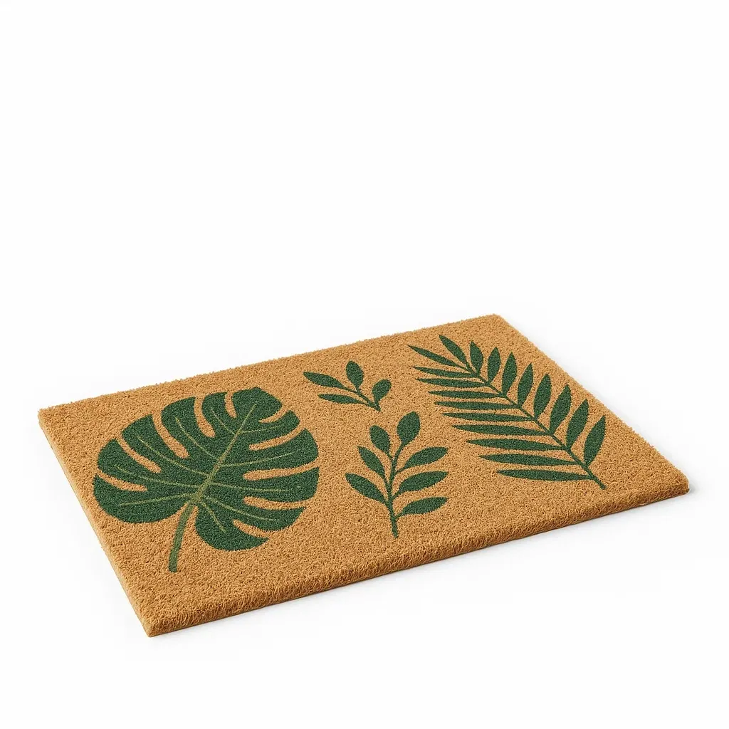 Zerbino da esterno in fibra di cocco con motivo foglie 60x40 cm