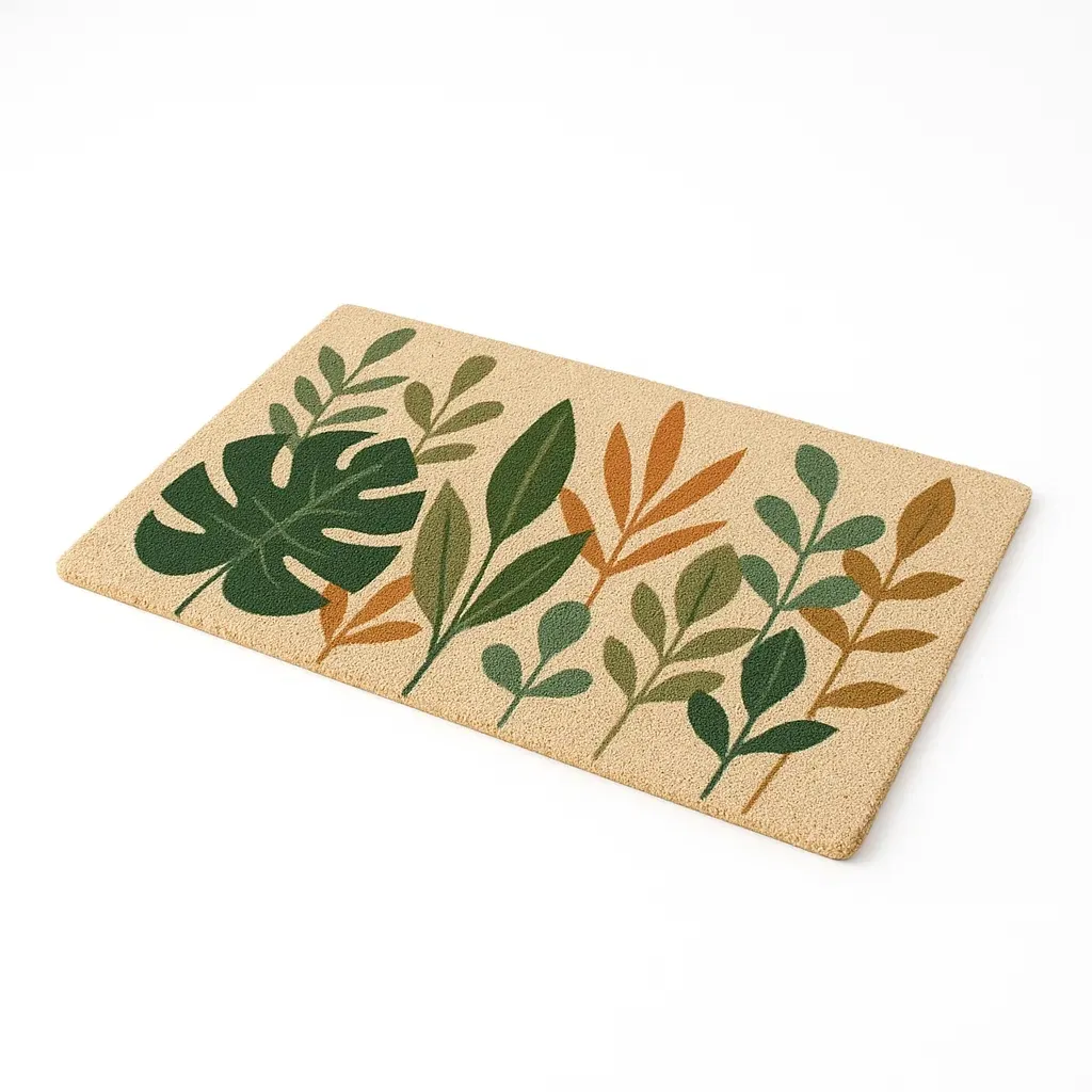 Zerbino da esterno in fibra di cocco con motivo foglie