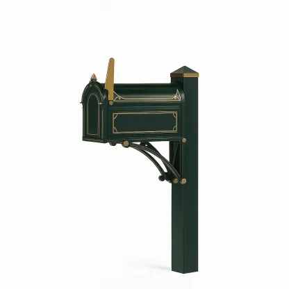 Cassetta postale esterna in metallo verde e ottone 110x45x35 cm