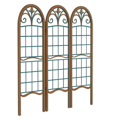 Graticci da giardino in metallo e legno 3 pannelli 180x120 cm