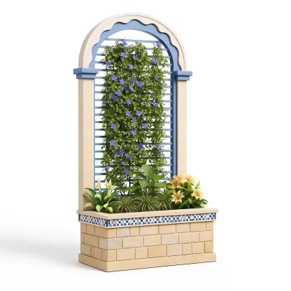 Graticcio verticale da giardino in poliresina con griglia 220x100x40 cm