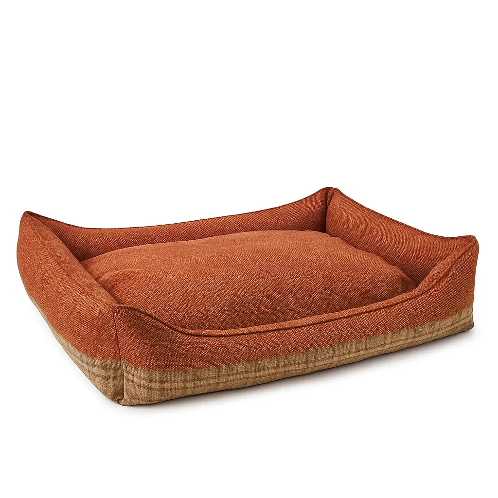 Letto per cani rettangolare in tessuto arancione 90x70x20 cm