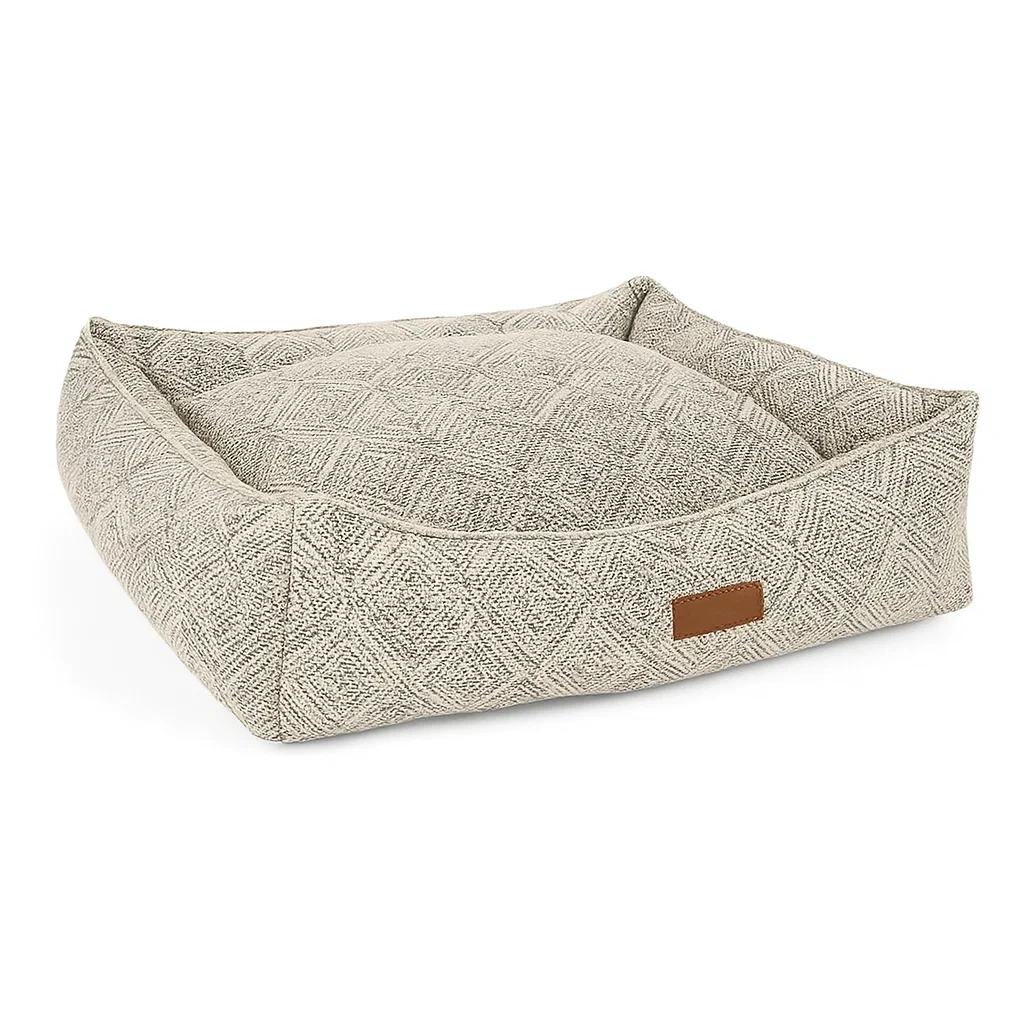 Letto per cani in tessuto grigio con imbottitura in schiuma