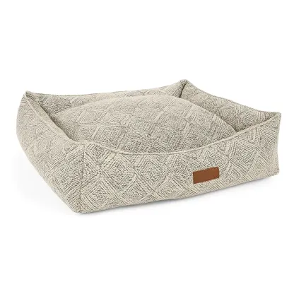 Letto per cani in tessuto grigio con imbottitura in schiuma