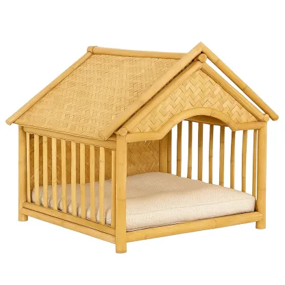 Cuccia per cani in bambù con materassino