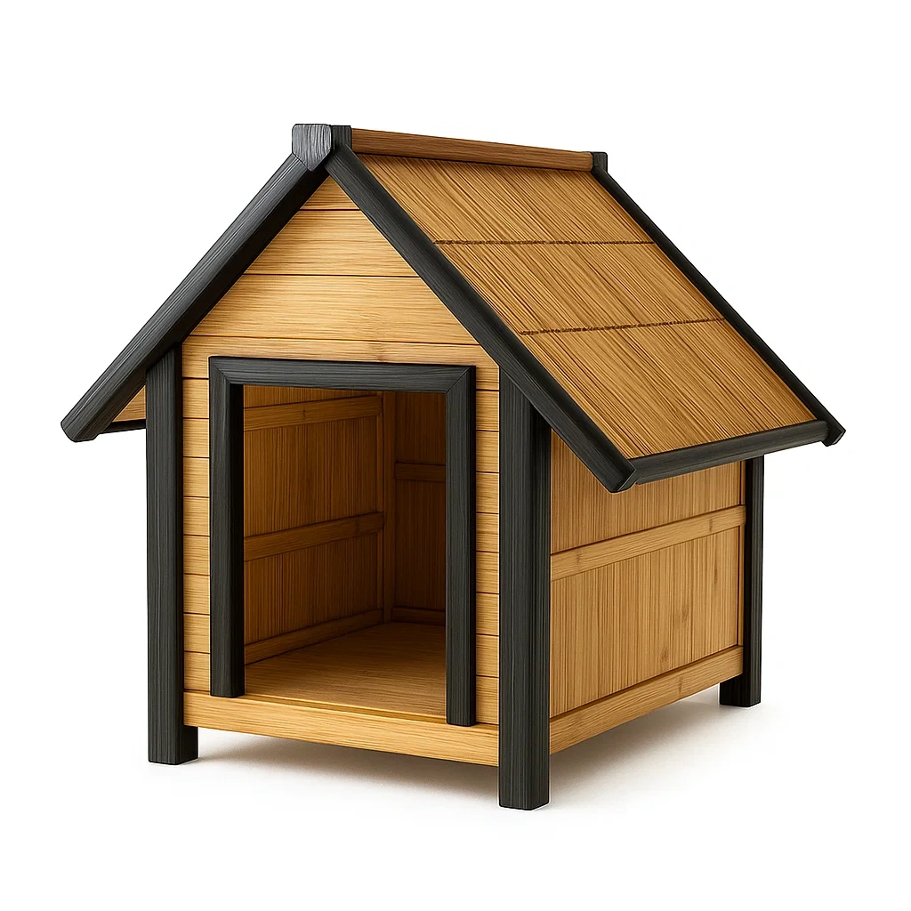 Cuccia per cani in bambù e metallo 70x50x60 cm