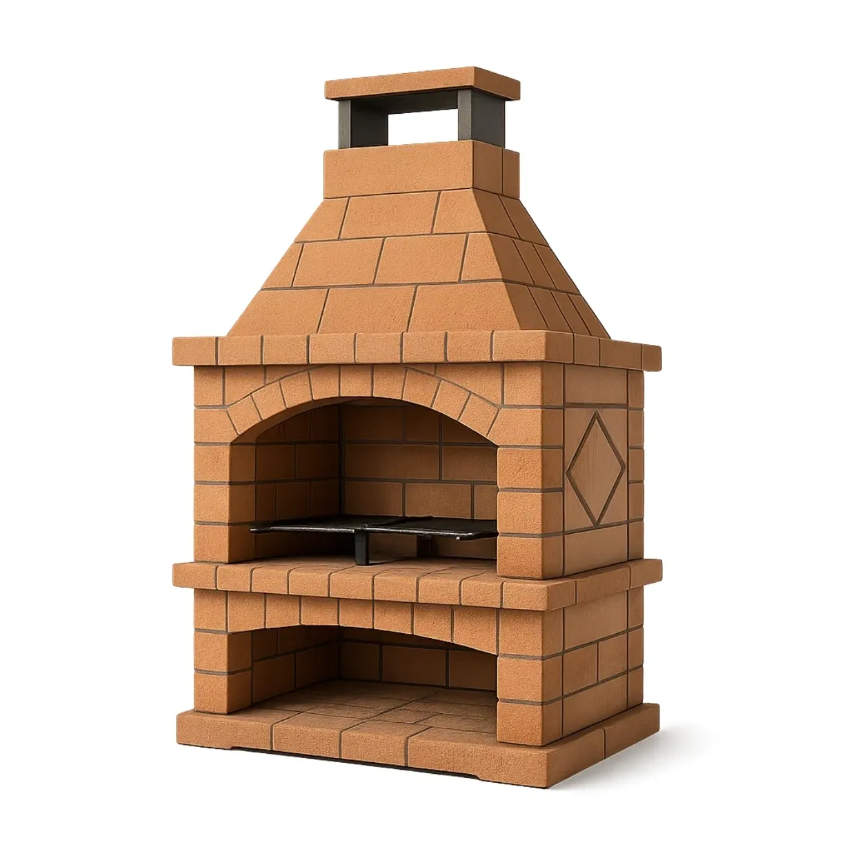 Barbecue in pietra da esterno in mattoni refrattari terracotta a legna
