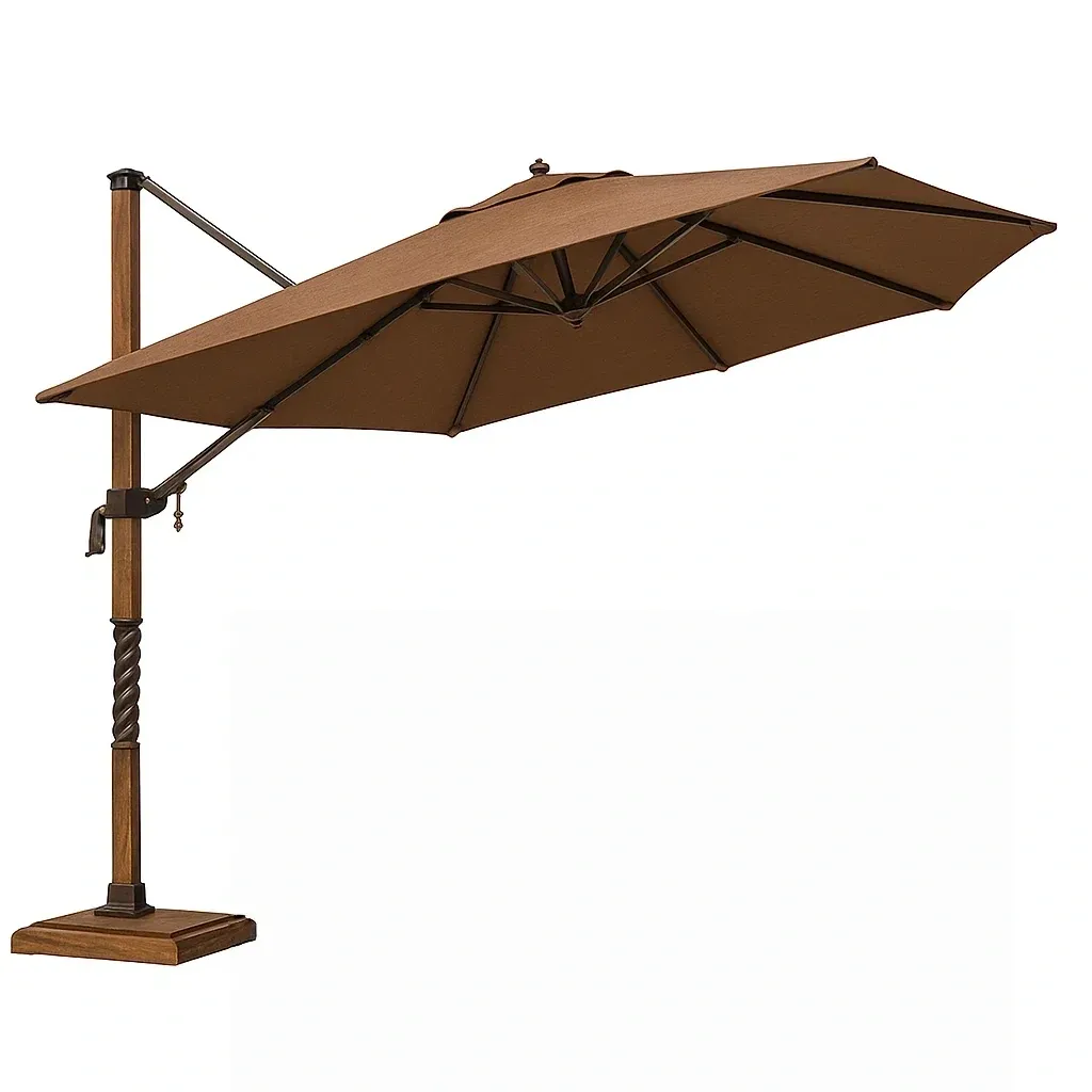 Ombrellone a braccio laterale da giardino in alluminio e poliestere marrone diametro 300 cm