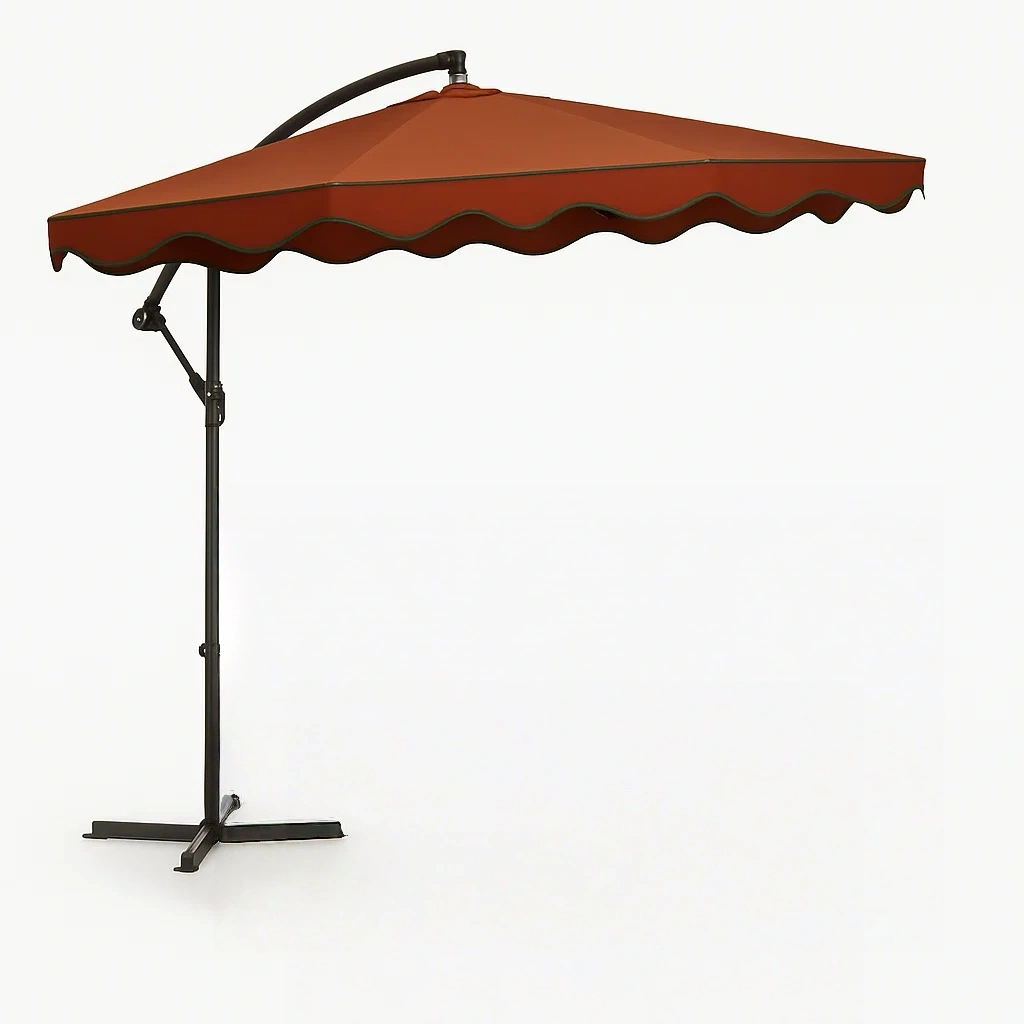 Ombrellone a braccio laterale da giardino rotondo 3 m in tessuto rosso Terracotta