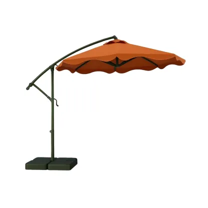 Ombrellone a braccio laterale da giardino sospeso in acciaio e poliestere arancione 3 m