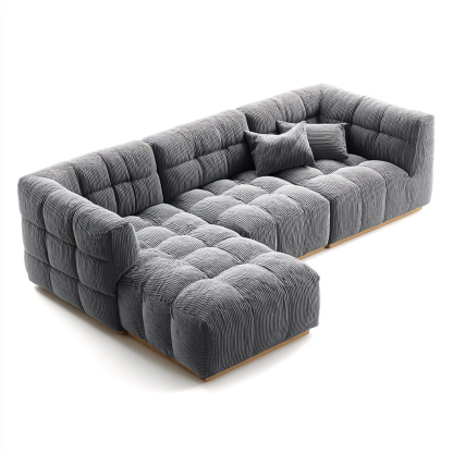 Ecksofa Cordstoff Grau 260x170x78 cm - Moderner Lounge-Komfort im luxuriösen Design – Warmthixe