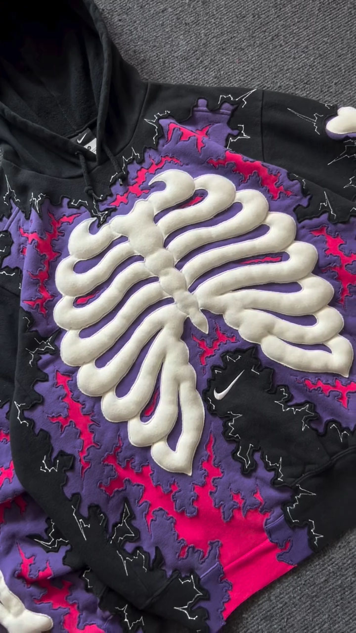 Little Devil 3D Color-Block Skull Hoodie