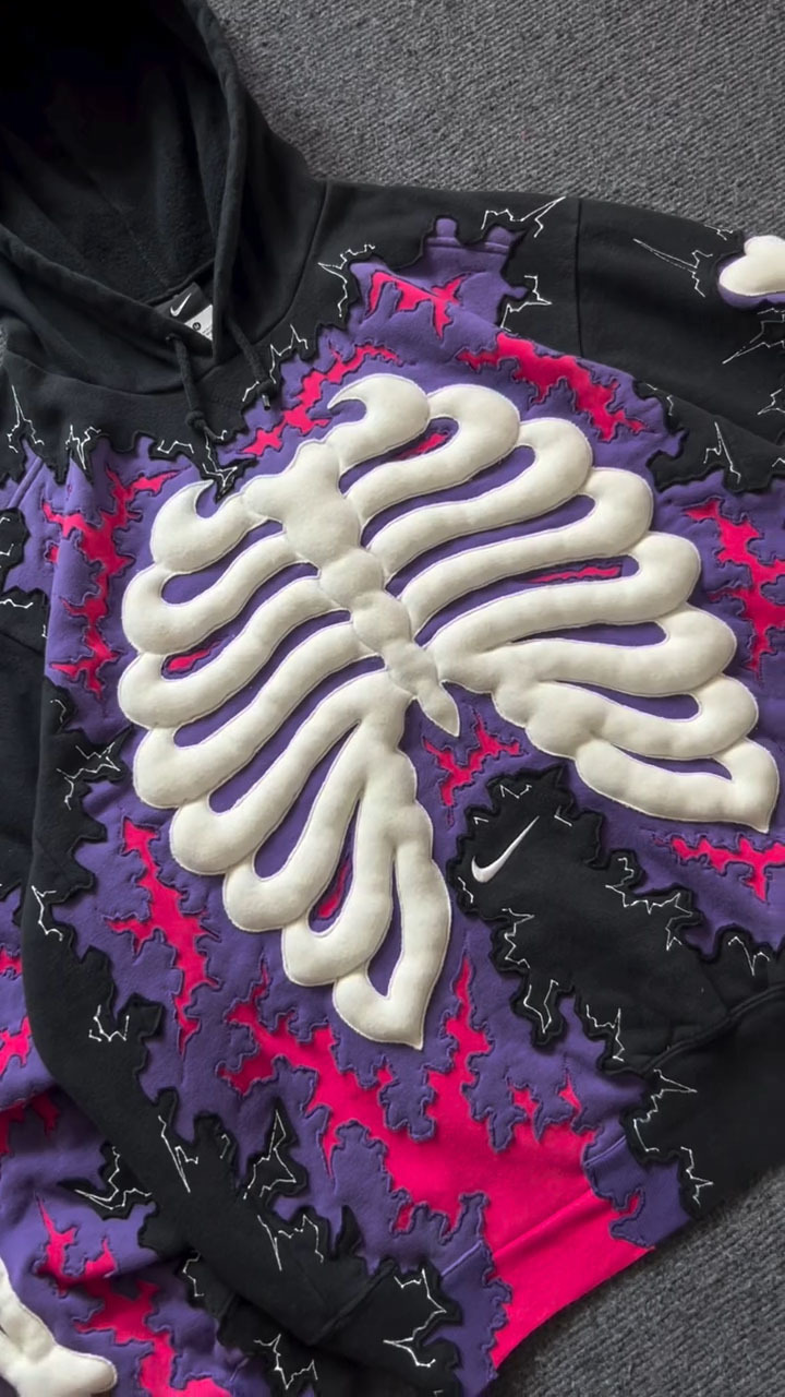 Little Devil 3D Color-Block Skull Hoodie