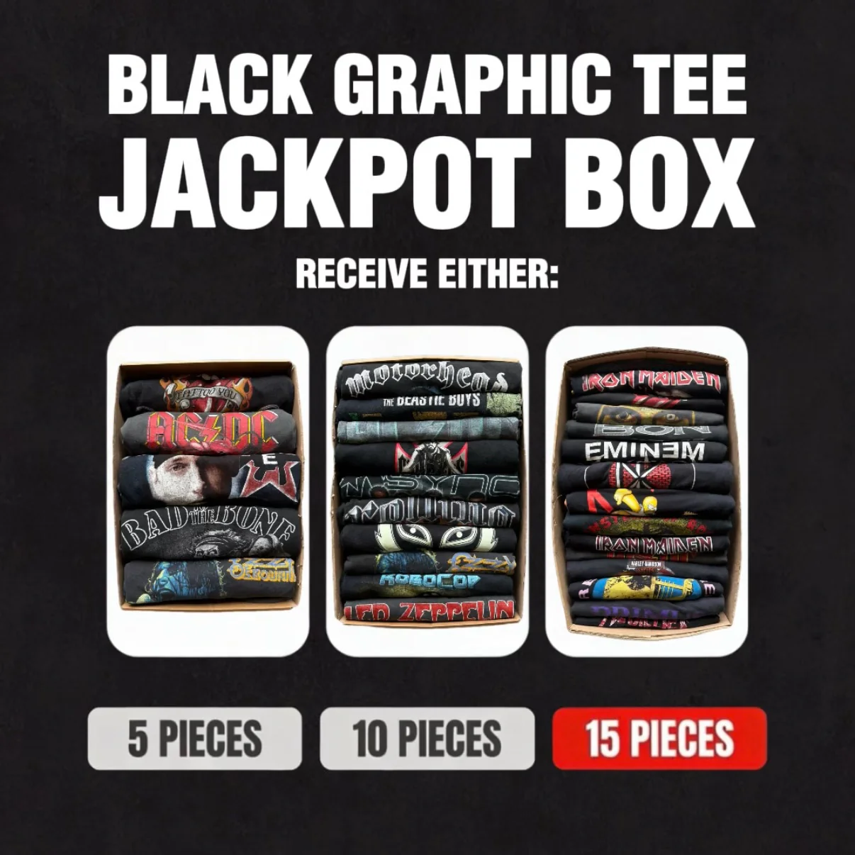 BLACK GRAPHIC T-SHIRT VINTAGE BOX - JACKPOT BOX