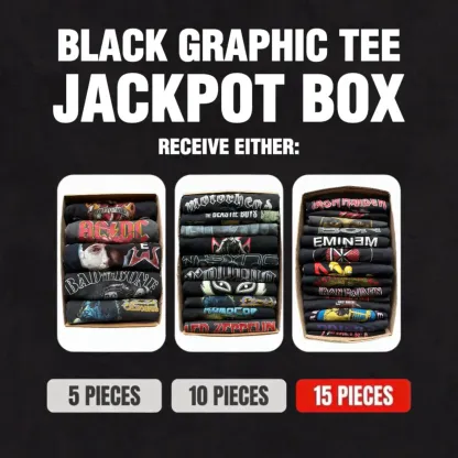 BLACK GRAPHIC T-SHIRT VINTAGE BOX - JACKPOT BOX