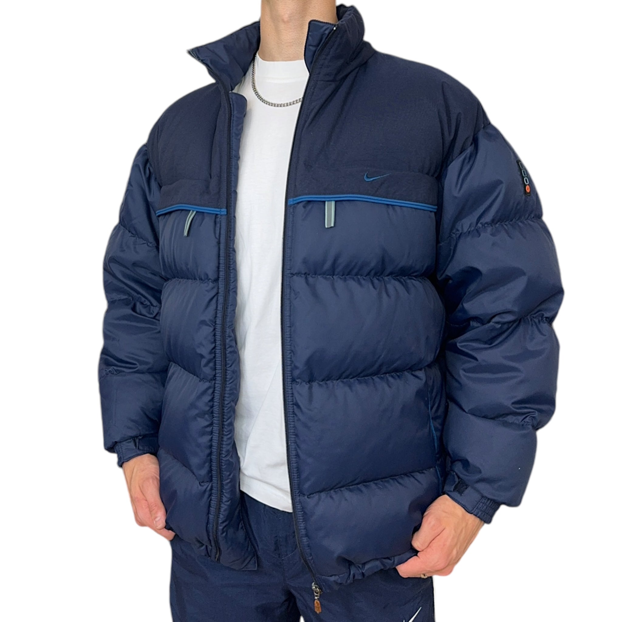 Vintage 90s Down Pufferjacke Navy