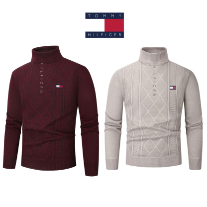 Nowy męski dwuczęściowy komplet swetrów wełnianych Tommy Hilfiger