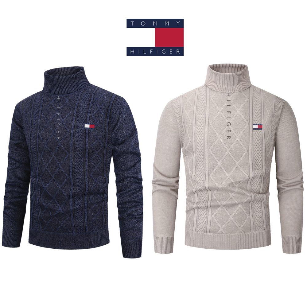Nowy męski dwuczęściowy komplet swetrów wełnianych Tommy Hilfiger