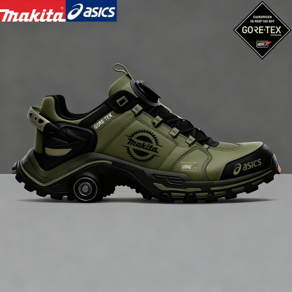 Férfi MAKITA® és ASICS® munkáscipő acél orrú, repedés- és átszúrásálló talppal.