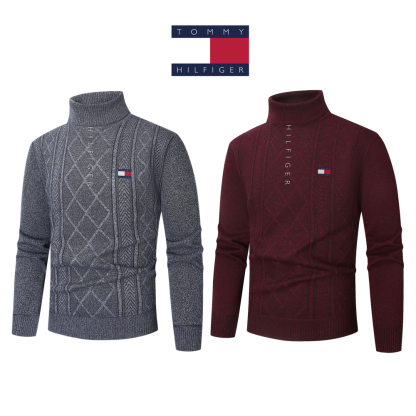 Nowy męski dwuczęściowy komplet swetrów wełnianych Tommy Hilfiger
