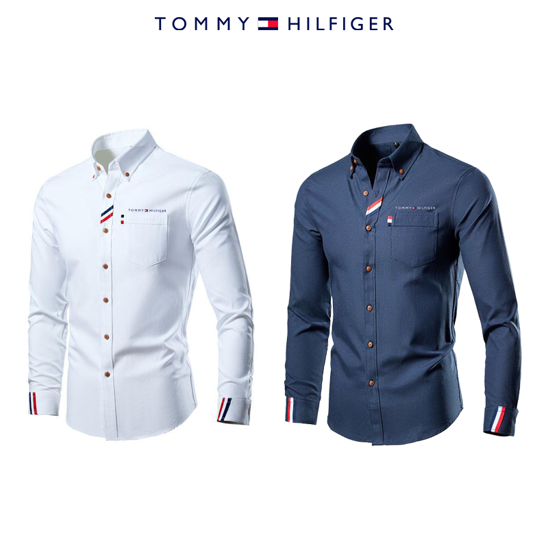 Tommy Hilfiger új férfi hosszú ujjú zsebes ing, kétrészes szett