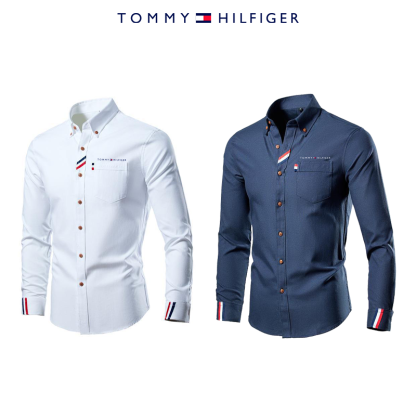 Tommy Hilfiger új férfi hosszú ujjú zsebes ing, kétrészes szett