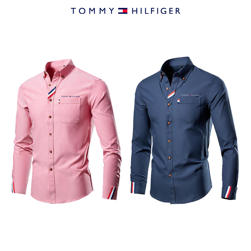 Tommy Hilfiger új férfi hosszú ujjú zsebes ing, kétrészes szett