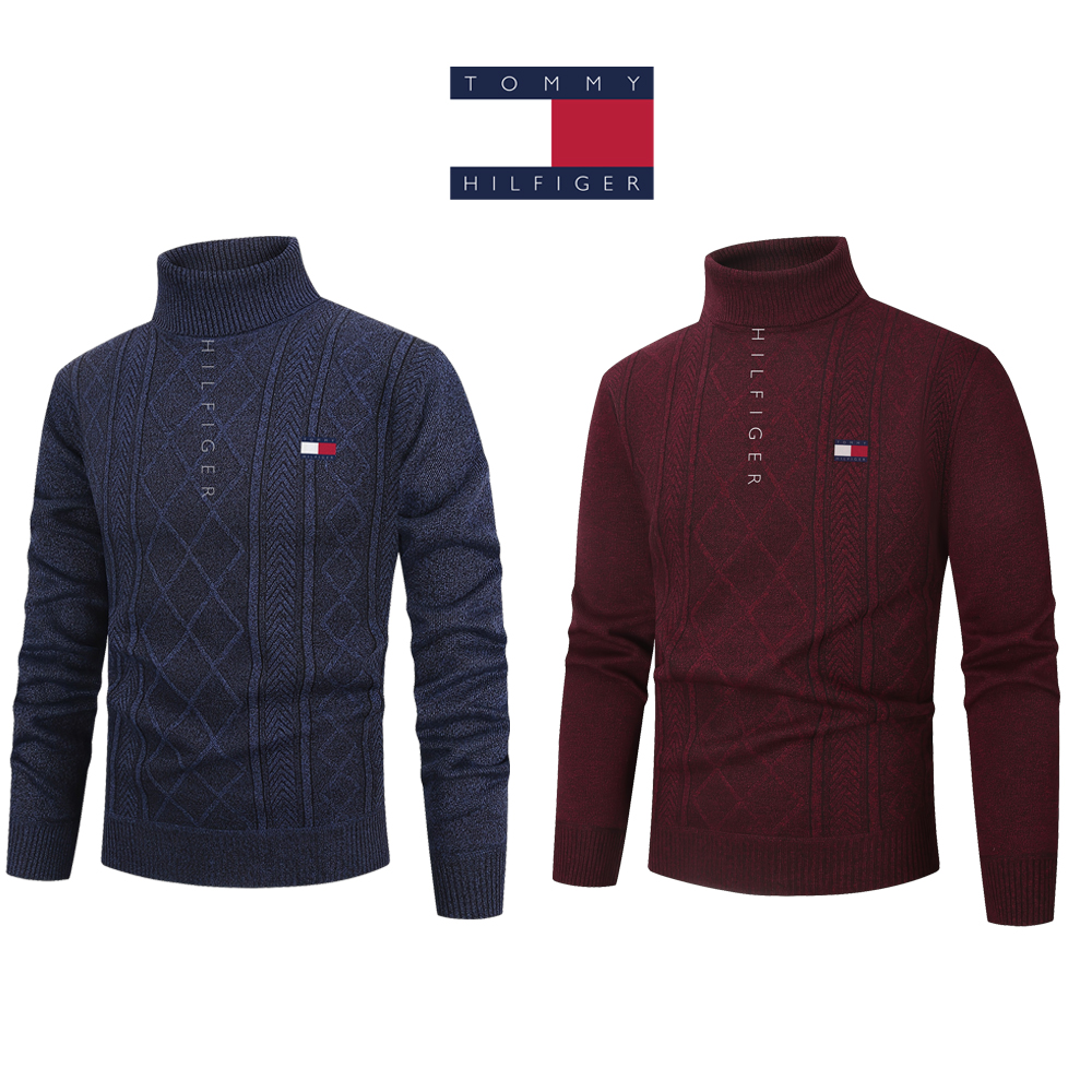 Nowy męski dwuczęściowy komplet swetrów wełnianych Tommy Hilfiger