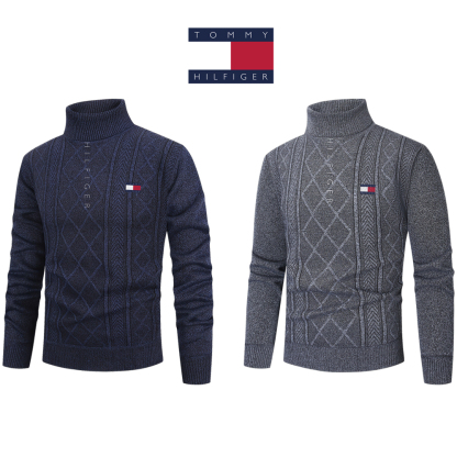 Nowy męski dwuczęściowy komplet swetrów wełnianych Tommy Hilfiger