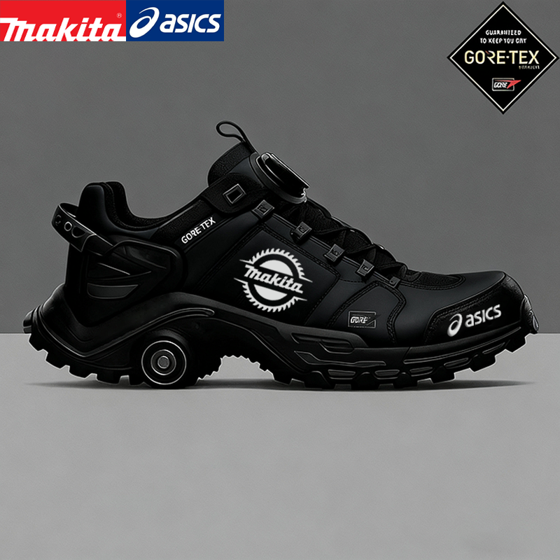 Férfi MAKITA® és ASICS® munkáscipő acél orrú, repedés- és átszúrásálló talppal.