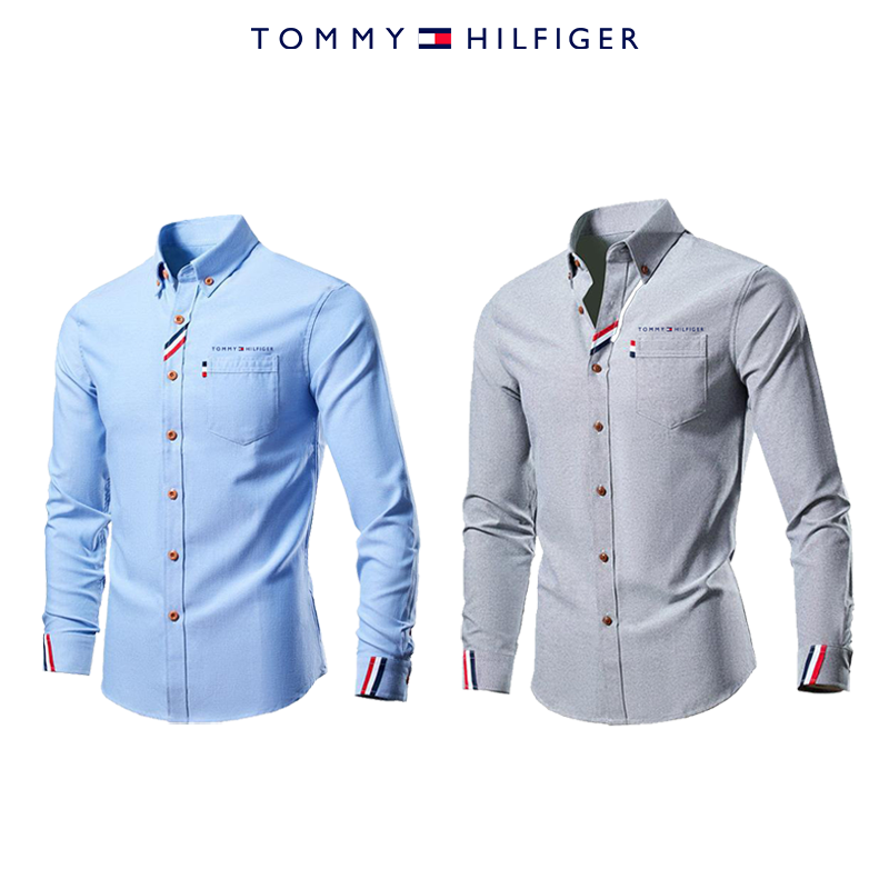 Tommy Hilfiger új férfi hosszú ujjú zsebes ing, kétrészes szett