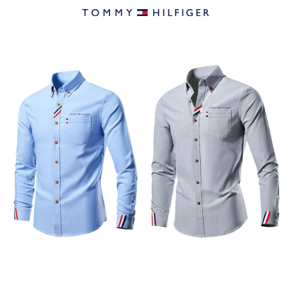 Tommy Hilfiger új férfi hosszú ujjú zsebes ing, kétrészes szett