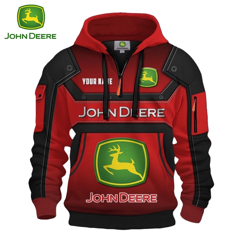 John Deere® 2025 új sport kültéri munkára való kasmír bélésű kapucnis pulóver