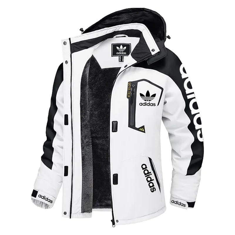 Męska wodoodporna i wiatroszczelna ocieplana kurtka z kapturem Adidas